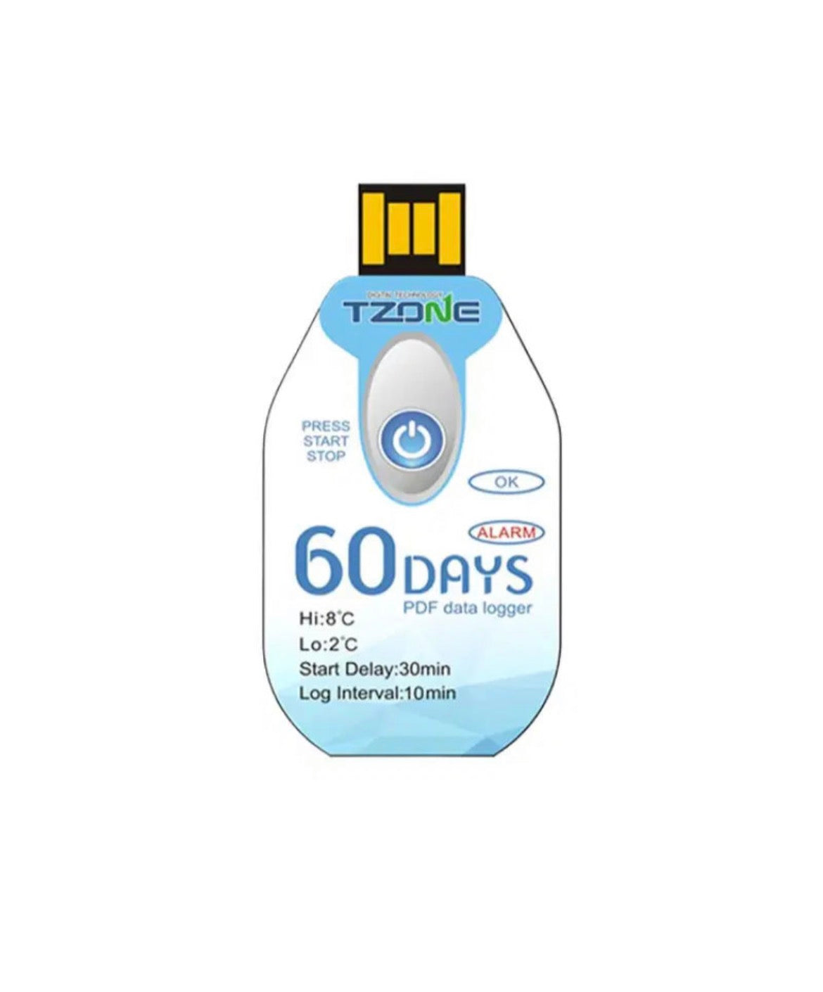 Single-Use USB Temperature Data Logger - 10 Pack Tzone TempU02
